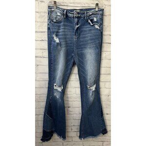 Alter’d State Vervet Size 31 Wide Leg Flare Bell‎ Bottom Ripped Jeans Stretch